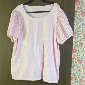 Talbots size 2X women’s Pastel Pink Eyelet Sleeve Top